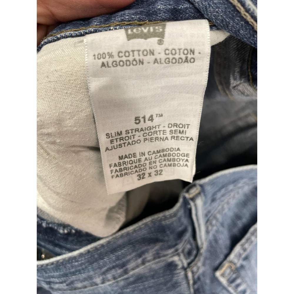 VTG Levis 514 Jeans Mens 31X32 Blue Medium Wash Denim Slim Straight 100% Cotton - Picture 7 of 16